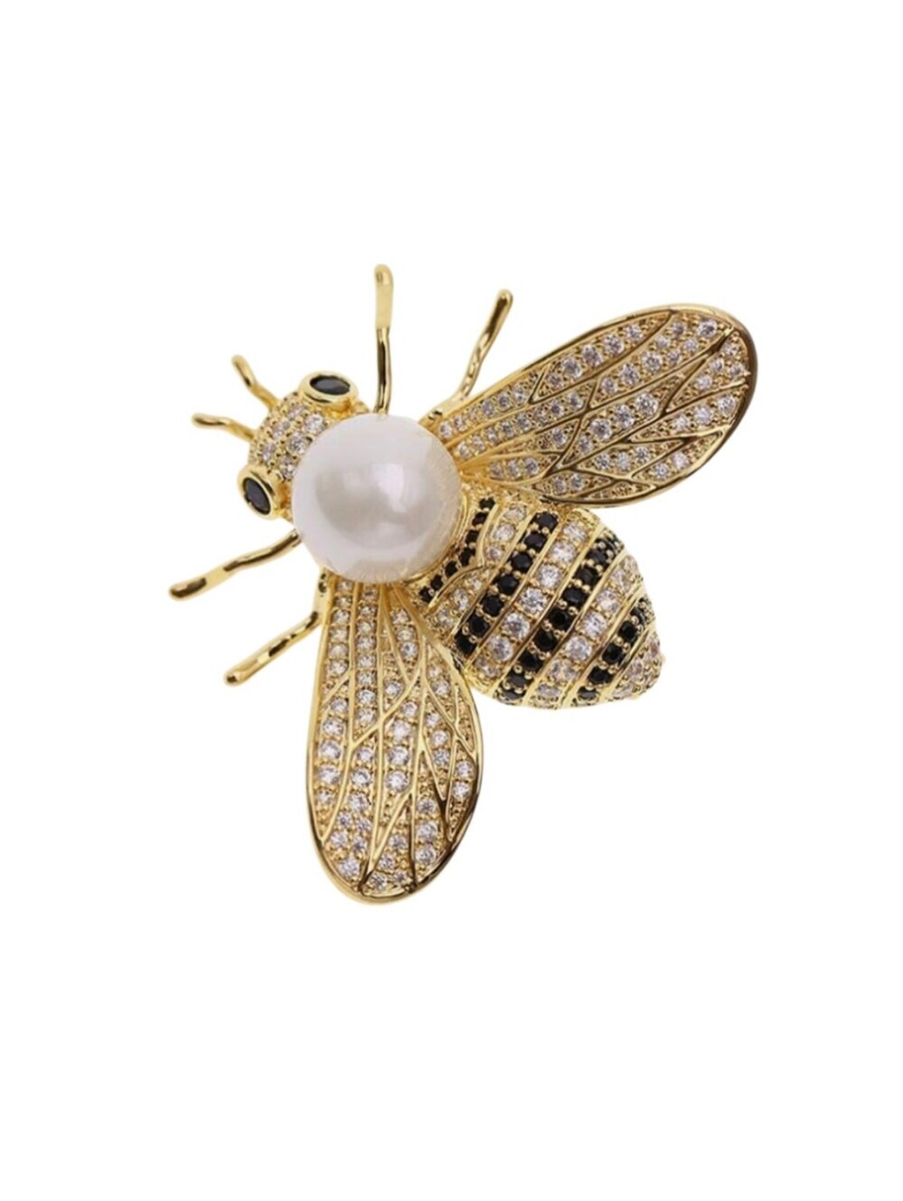 Bumble Bee Pearl Rhinestone Goldtone Brooch Pin